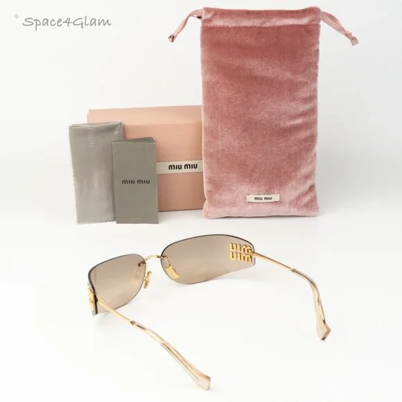 Miu Miu Men Sunglasses Gold Bronze Mirror Gradient Rectangle MUA51S 5AK20P NEW